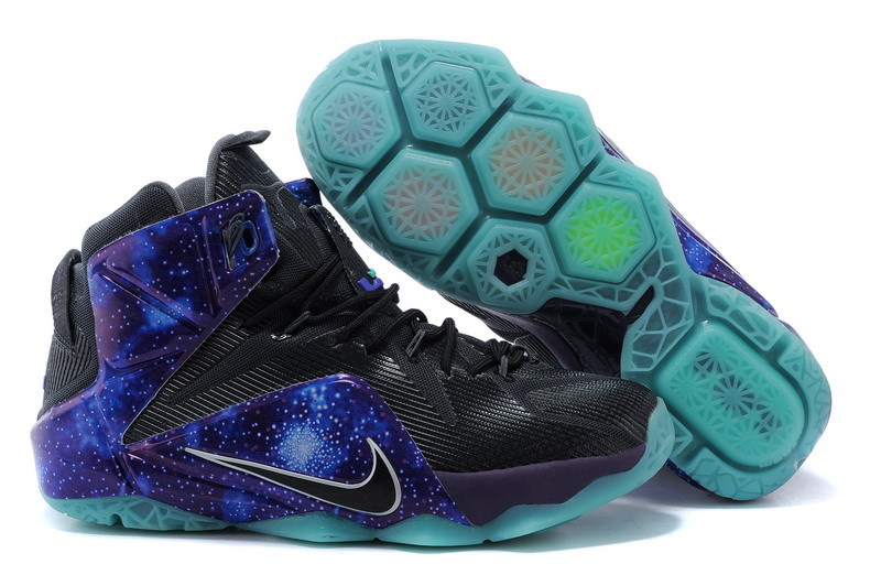 New Nike Lebron James 12 Black Blue Shoes - Click Image to Close