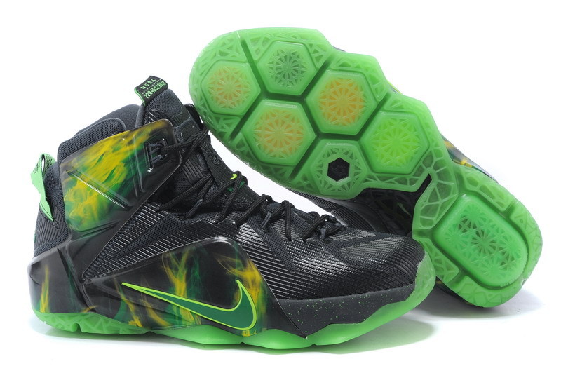 New Nike Lebron James 12 Black Green Shoes