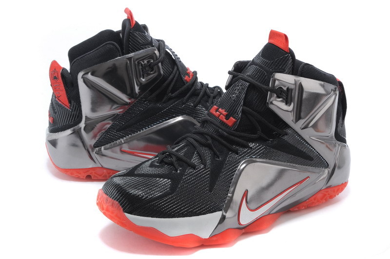 New Nike Lebron James 12 Black Grey Red Shoes