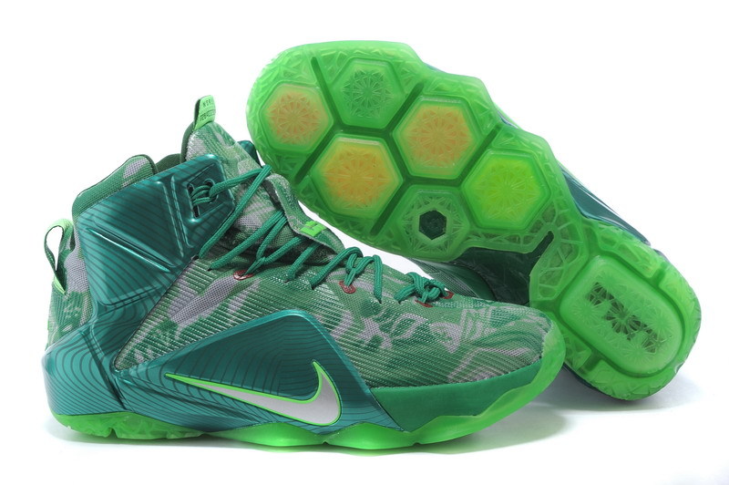 New Nike Lebron James 12 Green Grey Shoes