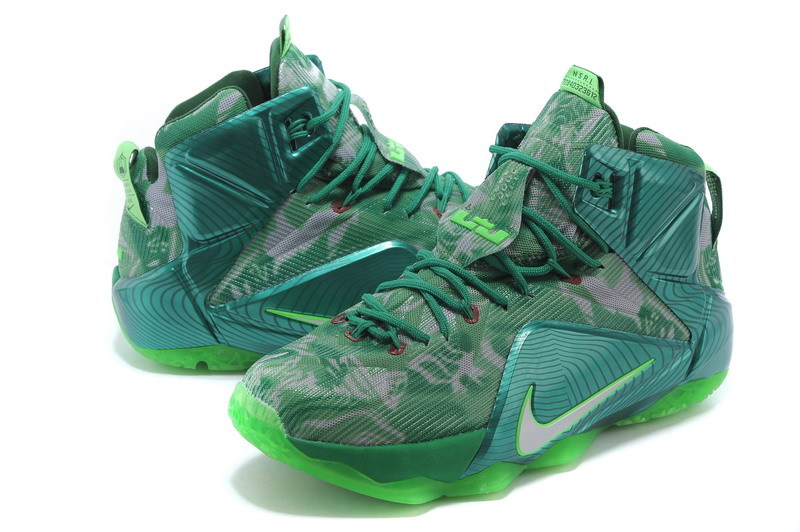 New Nike Lebron James 12 Green Grey Shoes - Click Image to Close