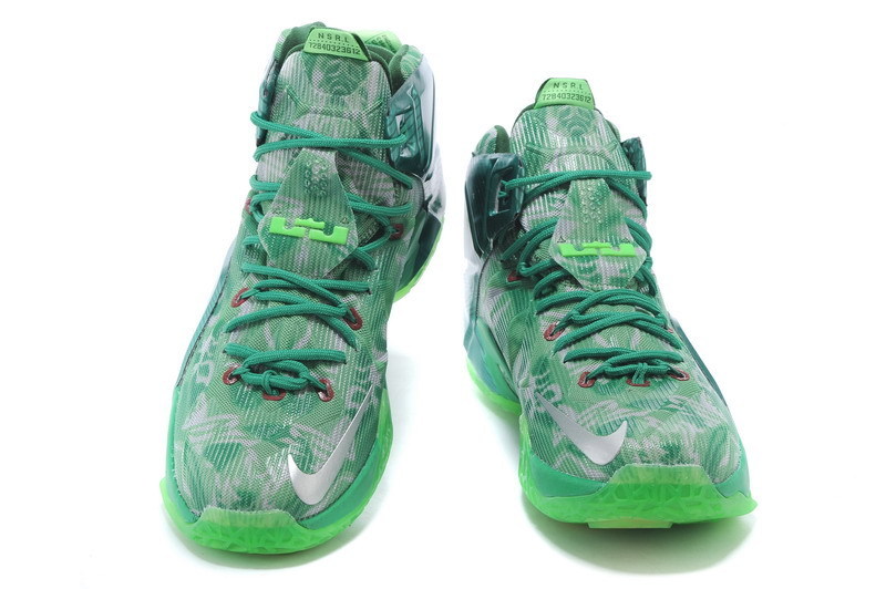 New Nike Lebron James 12 Grey Green Shoes - Click Image to Close