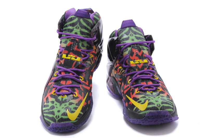 New Nike Lebron James 12 Purple Black Yellow Shoes - Click Image to Close