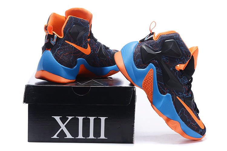 New Nike Lebron James 13 Black Orange Blue Shoes