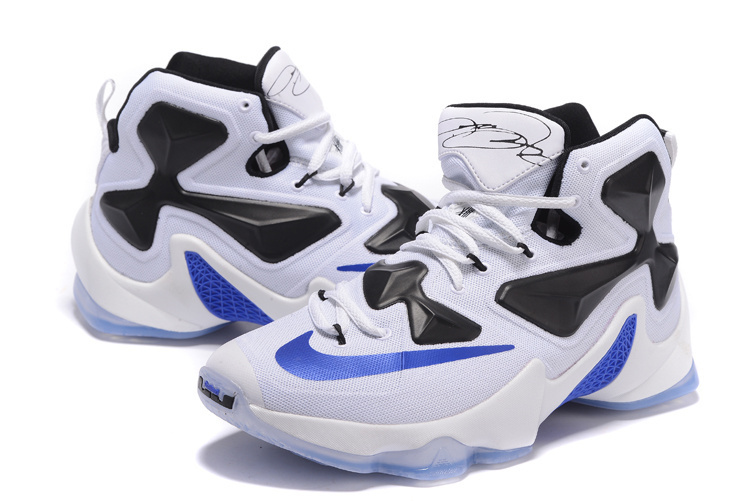 New Nike Lebron James 13 White Black Blue Shoes - Click Image to Close
