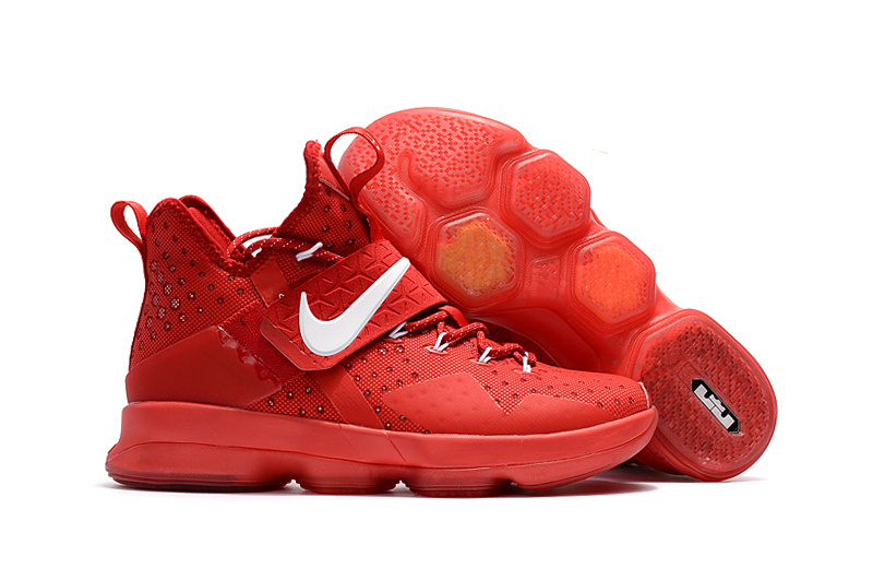 New Nike Lebron James 14 All Red White Shoes - Click Image to Close