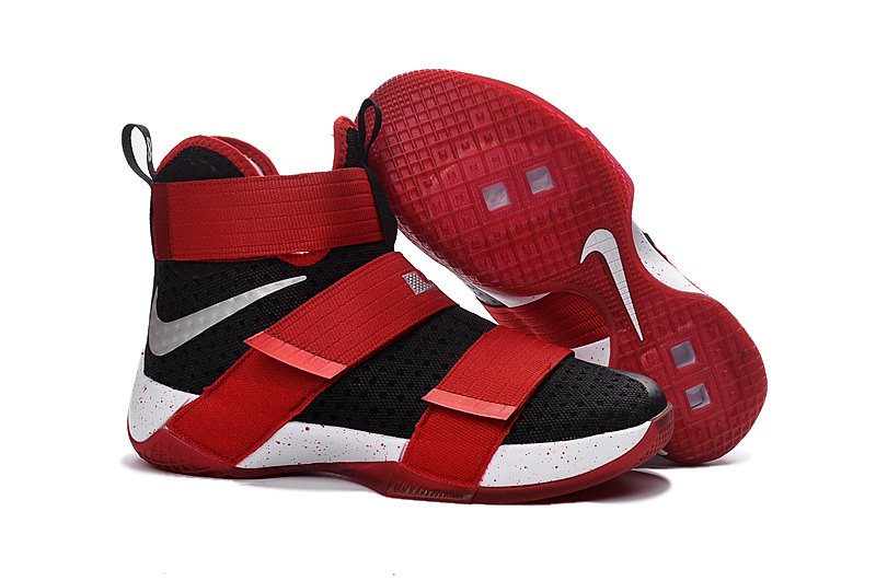 New Nike Lebron Soldier 10 Red Black White Shoes - Click Image to Close