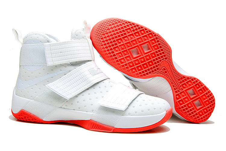 New Nike Lebron Soldier 10 White Fluorscent Red Shoes