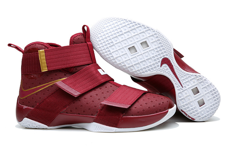 New Nike Lebron Soldier 10 Wine Red Yellow Shoes - Click Image to Close