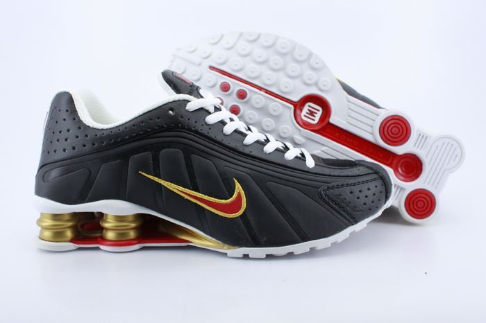 New Nike Shox R4 Black Gold Red Shoes - Click Image to Close