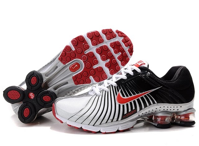 New Nike Shox R4 White Black Red Shoes