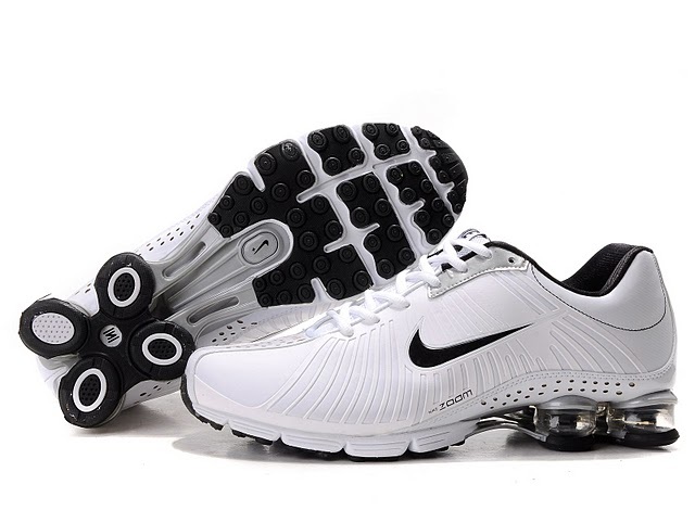 New Nike Shox R4 White Black Swoosh Shoes