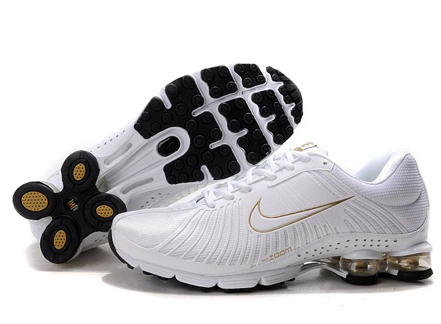 New Nike Shox R4 White Gold Shoes