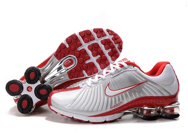 New Nike Shox R4 White Grey Red Shoes - Click Image to Close