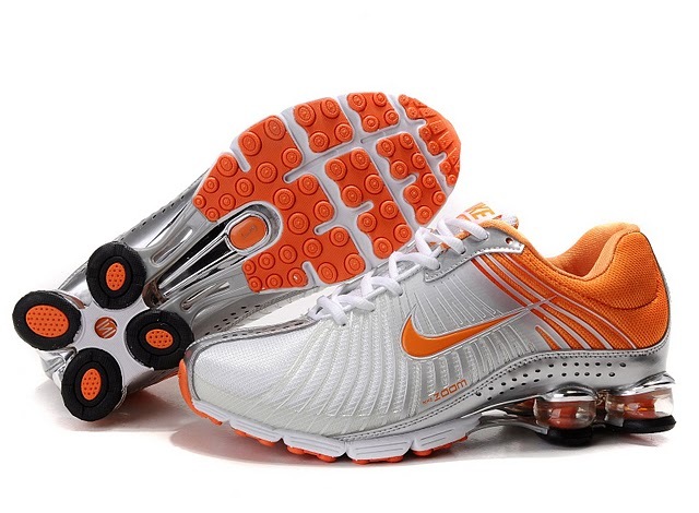 New Nike Shox R4 White Orange Silver Shoes For Women