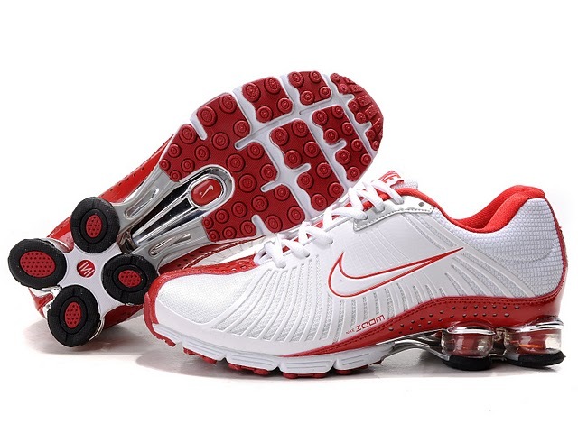 New Nike Shox R4 White Red Shoes For Women - Click Image to Close