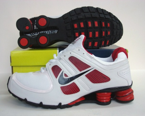 New Nike Shox R5 White Red Black Shoes - Click Image to Close