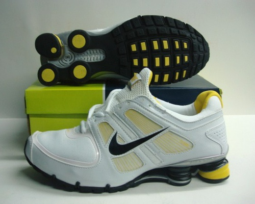New Nike Shox R5 White Yellow Shoes