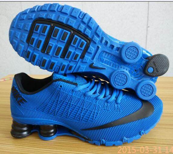 New Nike Shox Turbo All Blue Black Swoosh Shoes - Click Image to Close