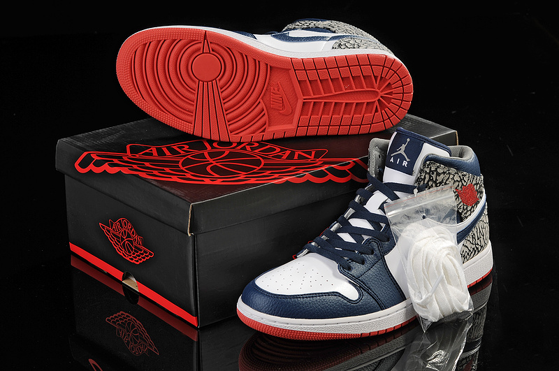 New Nike Air Jordan 1 Blue White Grey Shoes