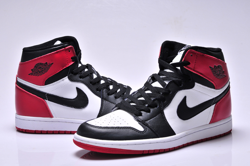 New Nike Air Jordan 1 High Black White Red Shoes - Click Image to Close