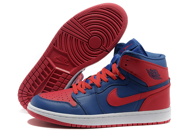 New Nike Air Jordan 1 High Red Blue White Shoes - Click Image to Close