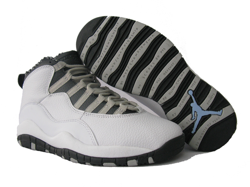 Air Jordan 10 Steel White Grey Black Shoes - Click Image to Close