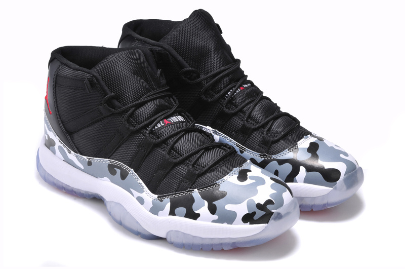 2014 Nike Air Jordan 11 Camouflage Edition Black White Red Shoes - Click Image to Close