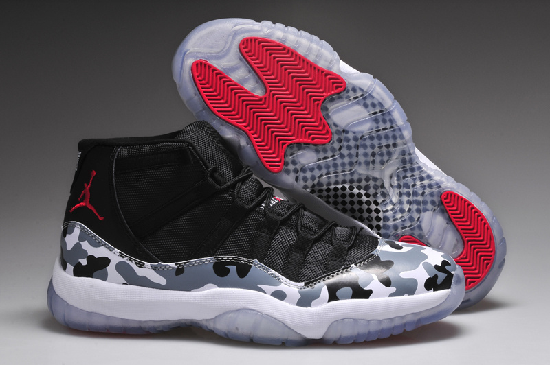 2014 Nike Air Jordan 11 Camouflage Edition Black White Red Shoes - Click Image to Close