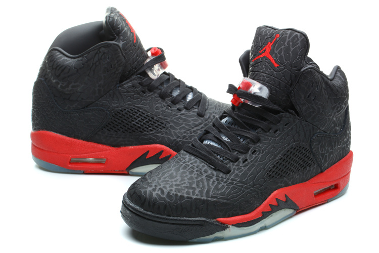 New Nike Air Jordan 5 Burst Crack Shoes Black Red - Click Image to Close