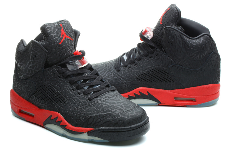New Nike Air Jordan 5 Burst Crack Shoes Black Red - Click Image to Close
