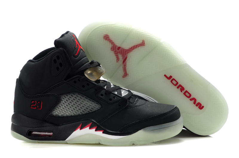 New Nike Air Jordan 5 Midnight Shoes Black Fire Red