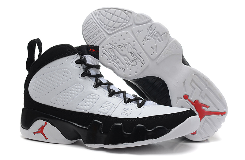 Women's Nike Jordan 9 White Black Red Shoes