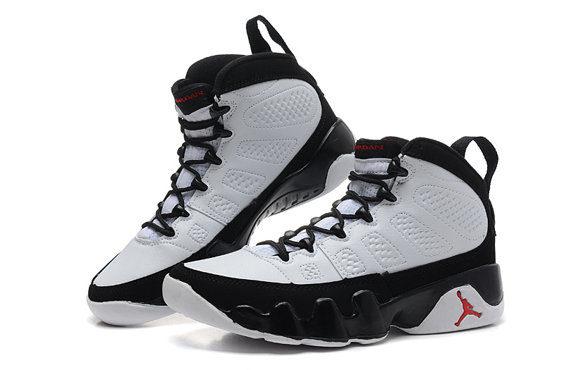 Women's Nike Jordan 9 White Black Red Shoes