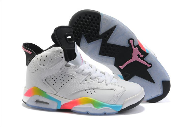 Nike Women Jordan 6 White Colorful Black Shoes - Click Image to Close