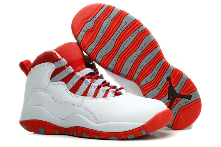 Women's Nike Jordan 10 Basketball Shoes White Red - Click Image to Close