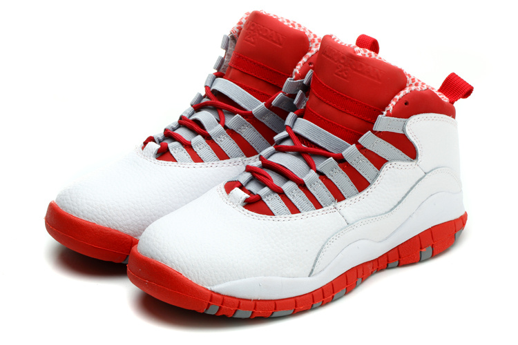 Women's Nike Jordan 10 Basketball Shoes White Red - Click Image to Close