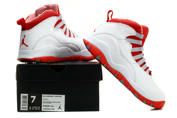 Women's Nike Jordan 10 Basketball Shoes White Red