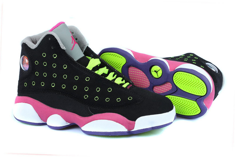 Women's Nike Jordan 13 GS Shoes Black Pink White