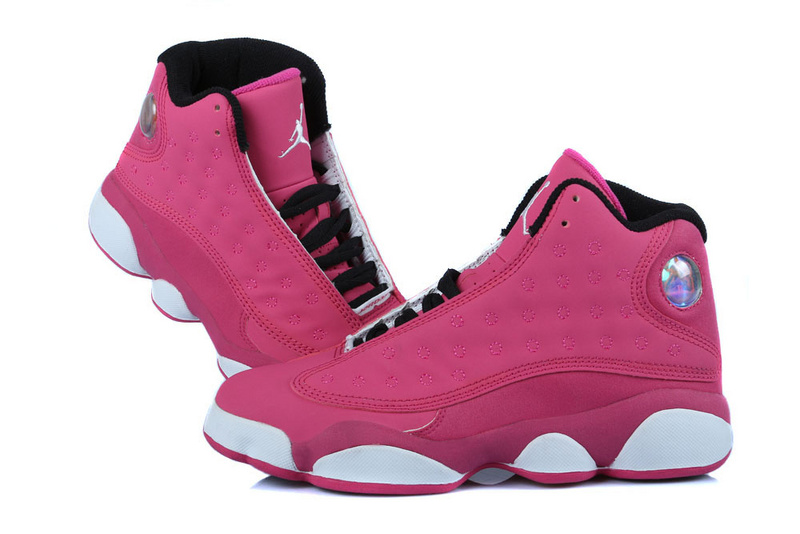 Women's Nike Jordan 13 GS Shoes Pink Black White