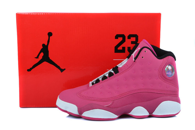 Women's Nike Jordan 13 GS Shoes Pink Black White