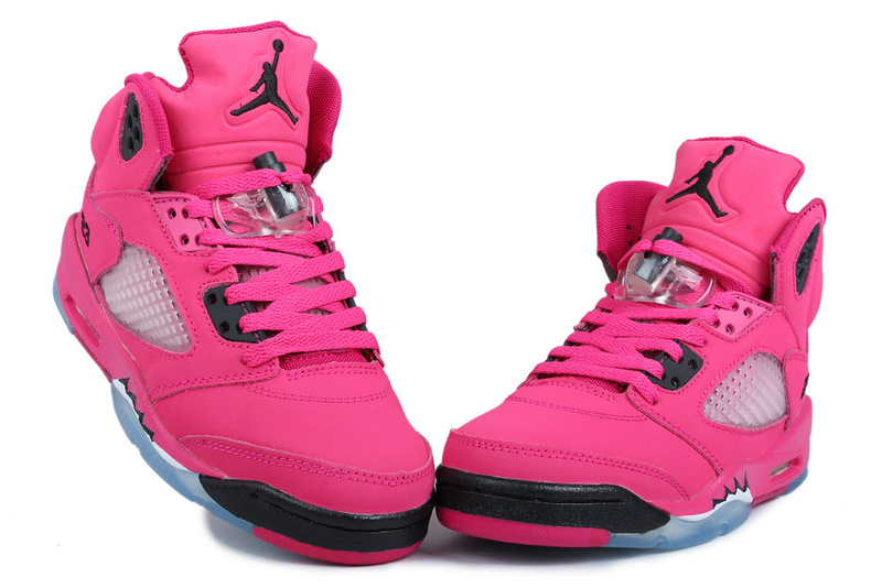 Nike Womens Jordan 5 Basketball Shoes Pink Black Blue - Click Image to Close