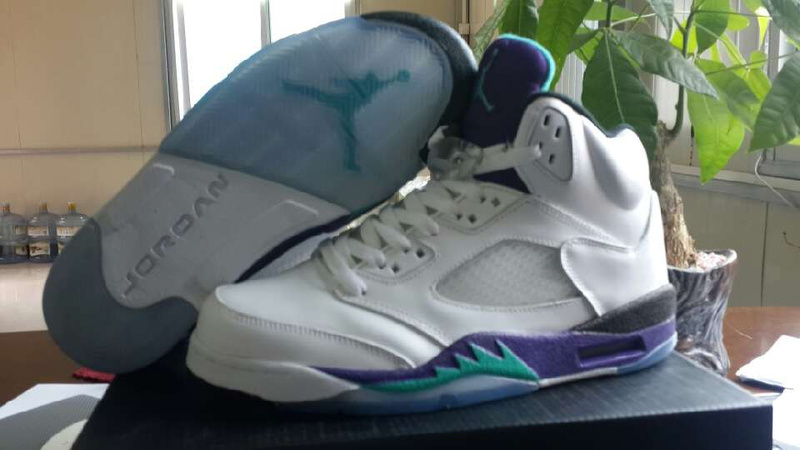 Women's Nike Jordan 5 Shoes White Purple - Click Image to Close