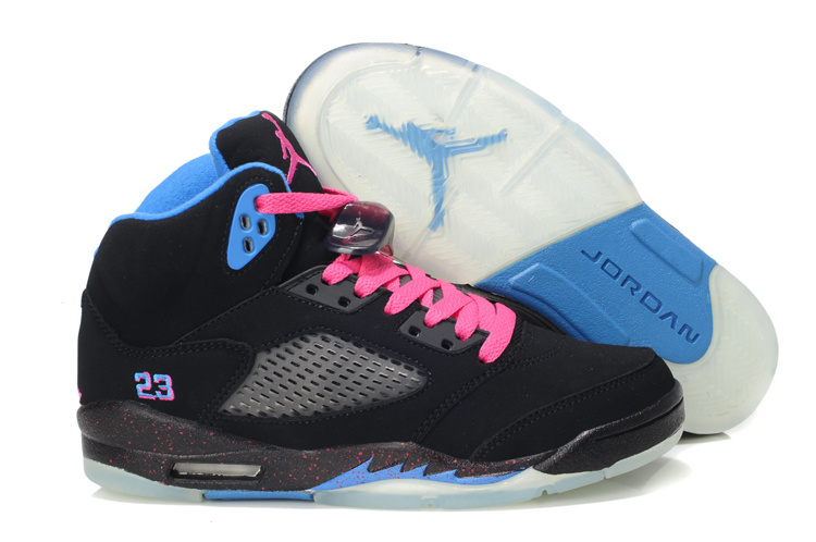 Women's Nike Jordan 5 South Beach Edition Black Pink Blue Shoes