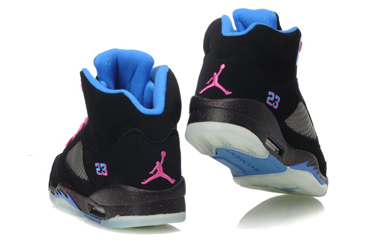 Women's Nike Jordan 5 South Beach Edition Black Pink Blue Shoes - Click Image to Close