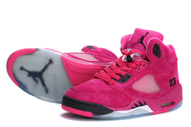 Women's Nike Jordan 5 Suede Pink Black Shoes