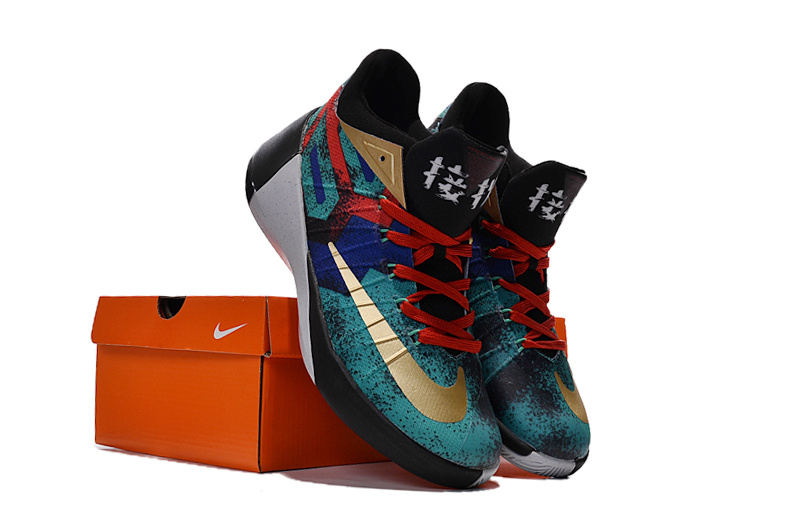 Nike 2015 Paul George Low Peking Blue Red Gold Shoes - Click Image to Close
