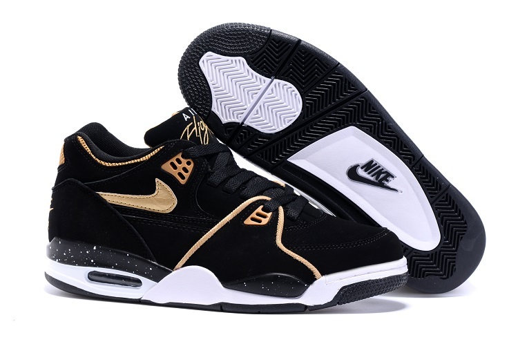 Nike Air Flight 89 Black Gold Shoes - Click Image to Close