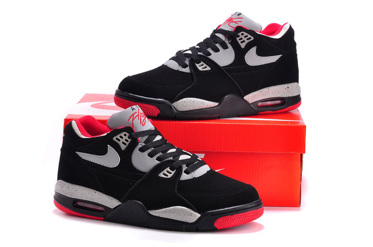 Nike Air Flight 89 Black Grey Red Shoes - Click Image to Close