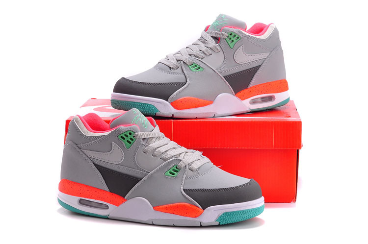 Nike Air Flight 89 Grey Orange Green Shoes - Click Image to Close